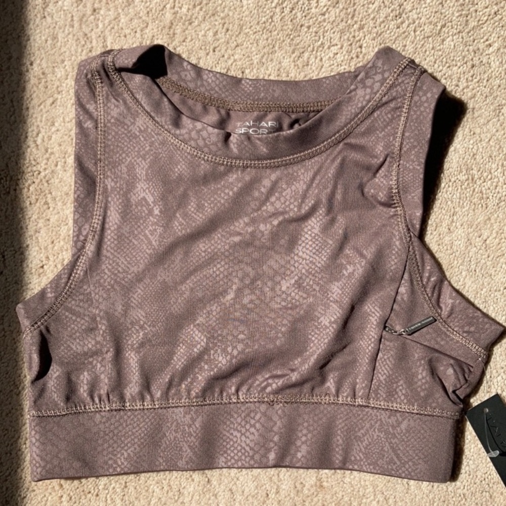Tahari Sport sports bra tan snakeskin print animal print sports bra size L - Picture 4 of 15